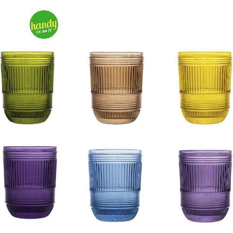 Set 6 bicchieri Hydra H&H cl. 22 in vetro colori assortiti