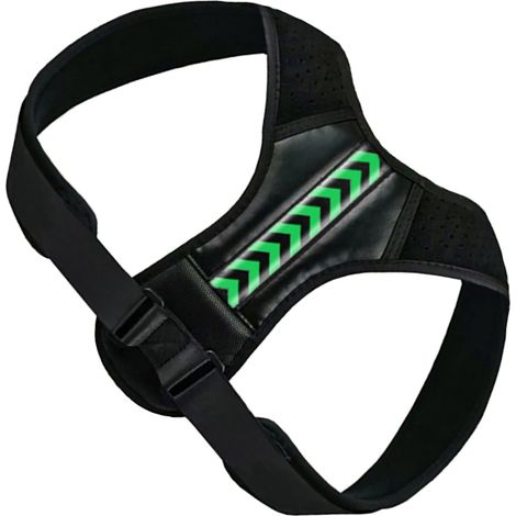 Correcteur de posture réglable, soutien dorsal souple et respirant pour colonne vertébrale, maintien du dos, ceinture de redressement pour usage quotidien, noir et vert, taille XL (1/5)