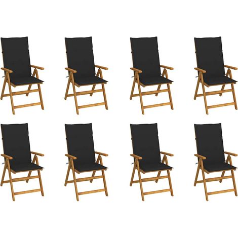 vidaXL Chaises pliantes avec coussins, 8 pièces, en bois d'acacia massif (1/5)
