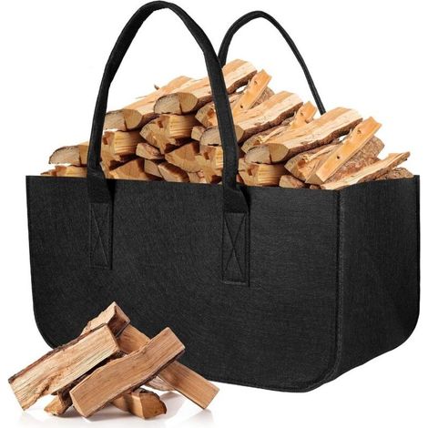 Beijiyi – Sac à bûches pliable en feutre – Panier bois 50x25x25 cm – Rangement jouets, journaux, vêtements – Pour intérieur et extérieur (1/5)