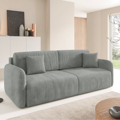 Sofá cama de 3 plazas con baúl Dora Gris claro (1/5)