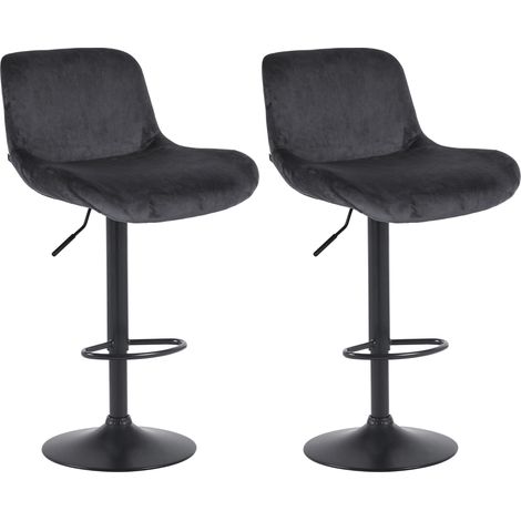 Set di 2 sgabelli da bar Solon nero nero Velluto