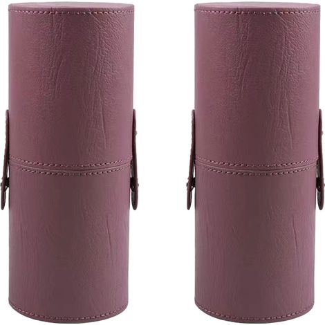 Boîte De Rangement Pour Pinceaux À Maquillage - En Cuir Synthétique PU - 2 Pièces - Compatible Avec Pinceaux Oculaires Et Visage (1/5)