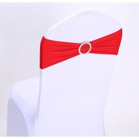 ALL11573-50 PCS Noeuds de Chaise Elastique Pas besoin d\'être Lié Décor Mariage Fête Baptême Rouge (1/2)