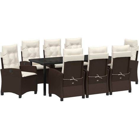 Maison Exclusive - Garten Essgruppe mit Kissen 9 pcs Braun Poly-R
