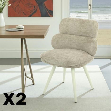 Chaise tissu taupe à dossier structuré (lot de 2) CORTINA (1/5)