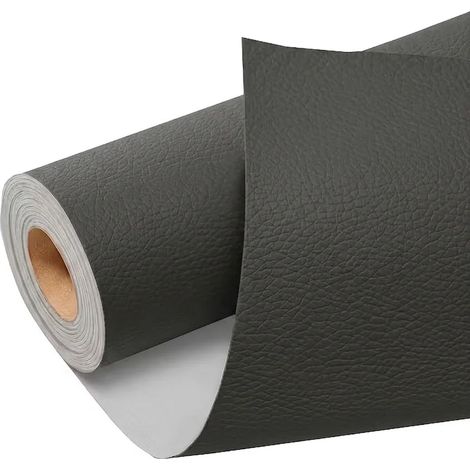 (Gris foncé, 50x148cm) Cuir auto-adhésif, patchs de réparation pour cuir, cuir artificiel PU, rénovation de canapés et de sièges de voiture. (1/5)