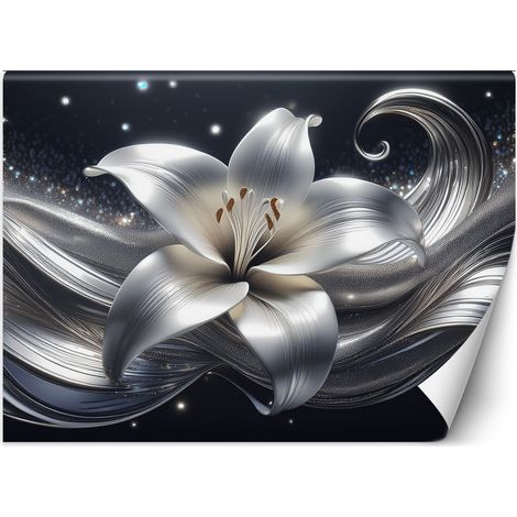 Fototapete Natur Silber Blume 200x140 cm