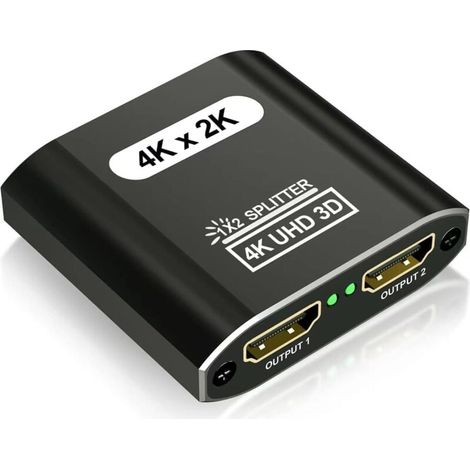 HDMI-Splitter mit 2 Ausgängen – Aluminium 4K HDMI-Splitter 1 Eingang 2 Ausgänge gleichzeitige Anzeige, für Xbox PS3 PS4 Roku Blu-Ray-Player HDTV Apple TV und weitere Geräte FLITI (1/4)