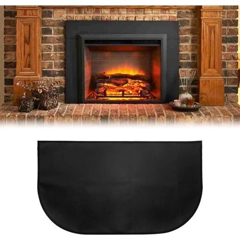 Tappetino per camino, parascintille semicircolare 100 x 50 cm, tappetino ignifugo per camino, tappetino ignifugo per esterni, resistente all'acqua, per camino, stufa, barbecue (nero) (1/4)