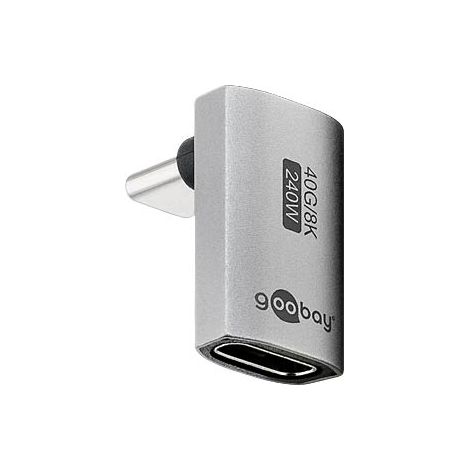 74442 Goobay Adaptateur USB-C Mâle vers USB-C Femelle coudé à 90°, Long - Adaptateur USB-C Mâle vers USB-C Femelle coudé à 90°, Long