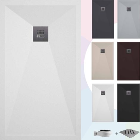 SOULBATH Duschwanne – Harz – Gelcoat – Glatte/Stein-Textur – Rutschfest – Farbe Weiß - 60X60- Extra flach 3 cm. Standard (1/5)