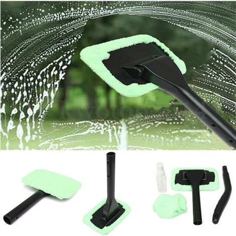 Nettoyant pour pare-brise, tampon en microfibre, nettoyant pour pare-brise de voiture, kit de brosse de nettoyage pour voiture, nettoyant pour vitres, brosse pour pare-brise avec manche télescopique, (1/4)