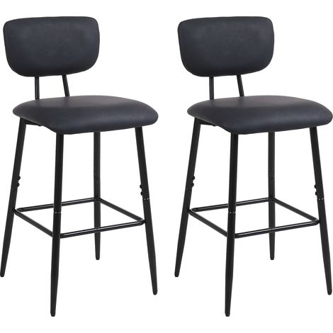 ralex-chair Tabouret de Bar, Chaise de Bar avec Dossier et Repose-Pieds, Tabourets Haute pour Cuisine Salle à Manger Bistro, Chaise 65 cm de Haut (Lot de 2,Noir)