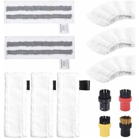 Pack of 12 Accessories for Kärcher Easyfix SC2 SC3 SC4 SC5 Steam Cleaner, Set Microfiber Cloth and Floor Nozzle Round Brushes Compatible with Kärcher Steam Cleaners New Pack (1/4)