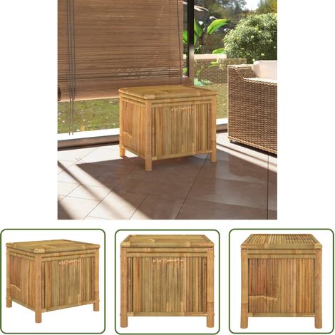 The Living Store Boîte de rangement de jardin 60x52x55 cm Bambou - Coffre De Jardin - Rangement Extérieur - Boîte De Rangement - Meuble De Jardin - Bambou (1/5)