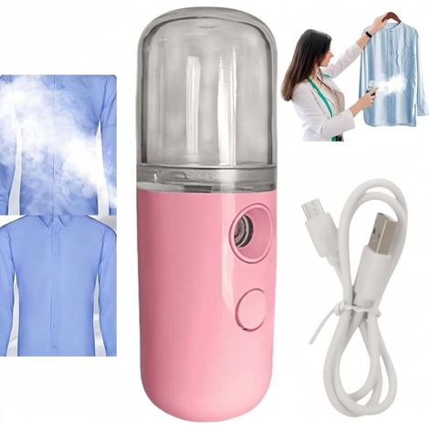 Bardusch-Mini défroisseur vapeur rechargeable 15 s, rose, maison/voyage (1/5)