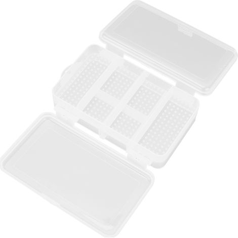 Boîte de rangement transparente à compartiments en plastique, ornée de strass, pour accessoires. (1/5)