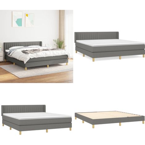 Boxspringbett mit Matratze Dunkelgrau 160x200 cm Stoff - Boxspringbett - Doppelbett - Bettenrahmen - Schlafsystem - Massivholzbette - Home & Living (1/5)