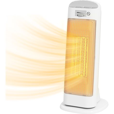 Chauffage céramique 2000W, radiateur soufflant électrique 4 modes, thermostat ajustable, 20x20x49cm, blanc (1/5)