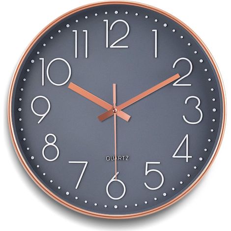 Horloge Pendule Mural,Horloge Murale Moderne 30cm Horloge Murale Ronde,Horloge Murale à Quartz,sans de Bruit, Style Moderne pour Maison/Cuisine/Bureau-Fonctionne sur Pile
