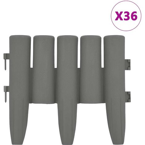 Bordures de pelouse 36 pcs Gris 10 m PP (1/5)