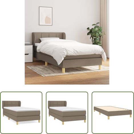 vidaXL Tête de lit réglable - Sommier à lattes de lit avec matelas Taupe 80x200 cm Tissu (1/5)