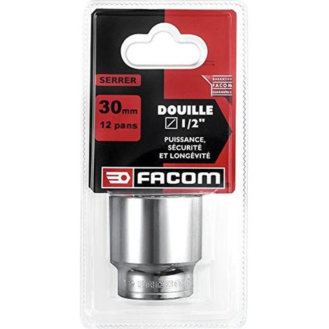 Douille 1/2" Facom 12 pans de 30 mm Douille 1/2" Facom 12 pans de 30 mm,Longévité accrue,Dimensions : L. 38mm