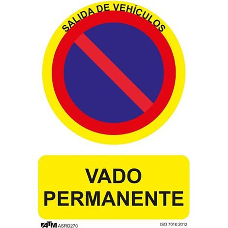 Cartello permanente guado ATM 270 mm in PVC ad alta visibilità e resistenza.