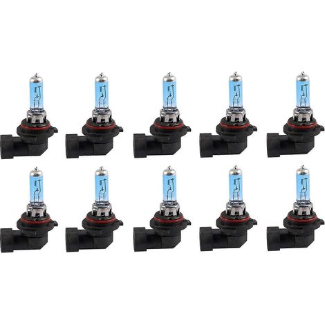 10 bombillas halógenas antiniebla blancas súper potentes 9006 HB4 de 55 W para faros delanteros de coche, 12 V ()