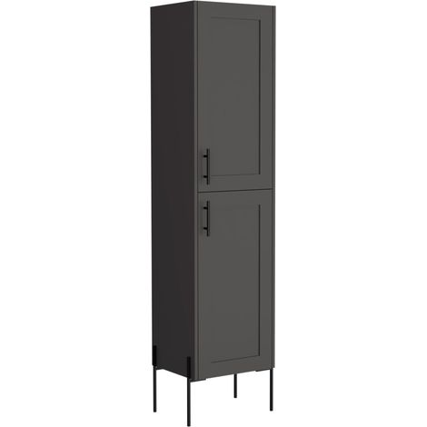 Meuble de salle de bain en mélaminé Sealy avec 2 portes et 4 étagères , Plomb , 180 cm X 45.1 cm X 35.5 cm (1/5)