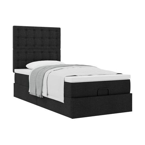Cadre de lit coffre, matelas noir, 80 × 200 cm, tissu, espace de rangement généreux, tissu doux et respirant, meuble de chambre, design contemporain, montage facile (1/5)