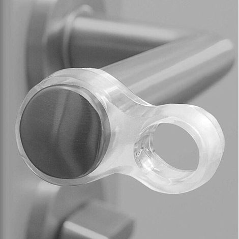12 piezas de topes de puerta de PVC y silicona transparente, protectores de manijas de puerta y protectores de paredes y muebles. (1/5)