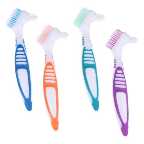 Lot de 4 brosses pour prothèses dentaires avec têtes de nettoyage double face pour l'entretien des prothèses. (1/5)