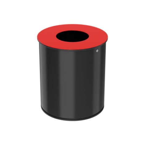 Corbeille de tri sélectif Neotri - métal - 15l - gris manganèse / rouge signalisation - RAL 3020 (1/3)