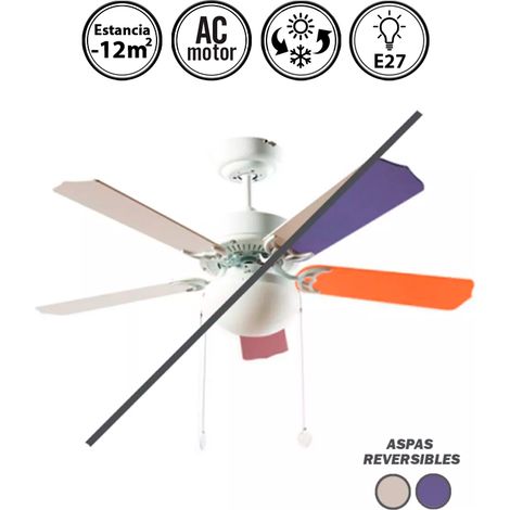 Ventilador de techo AC con luz Heracles blanco o multicolor 107 cm invierno-verano E27 (1/5)
