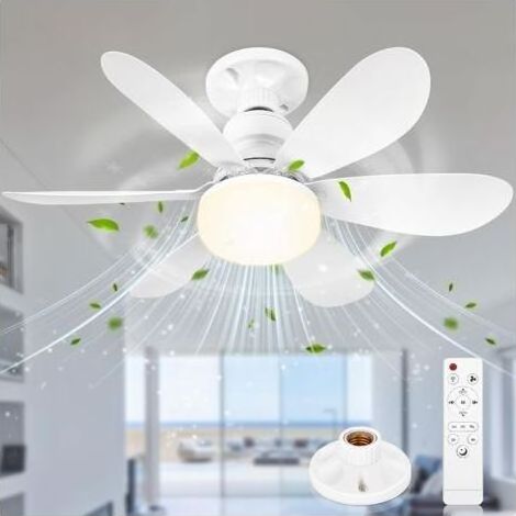 Ventilateur Plafond avec Lumiere, 52CM Petit Dimmable Ventilateur Plafond Led Telecommande, Lustre Ventilateur de Plafond Silencieux pour Chambre, Salon, 6 Pales,3 Vitesses,Timing (1/5)