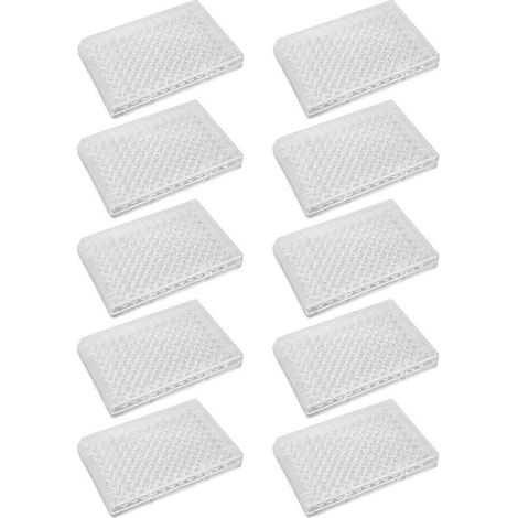 Plaque de culture cellulaire 10 pièces, 96 puits, en polystyrène transparent avec couvercle en plastique, pour laboratoire de biologie, salle C (1/5)