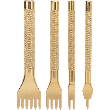 4 Pièces Poinçon Cuir Rhombus 4mm Acier Inoxydable Poignée Antidérapante Haute Précision Alêne Diamant pour Travail du Cuir (1/5)