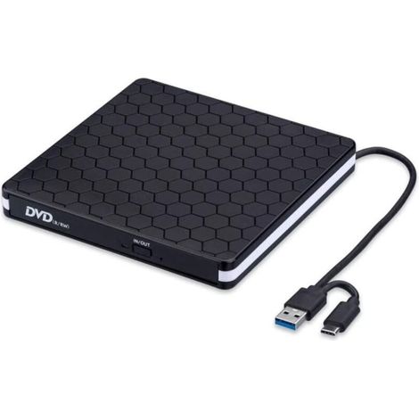 Bardusch-Lecteur CD/DVD externe ultra-mince USB 3.0 & Type-C, graveur portable pour ordinateur portable (1/5)