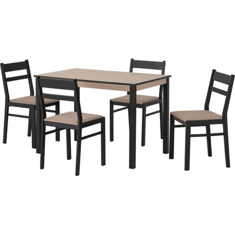 Radley Dining Set - Black/Oak Effect/Oat Fabric (1/5)