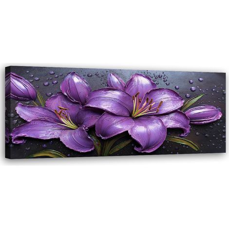 Tableau déco Lys mauves Gouttes de fleurs Roses 90x30 (1/5)