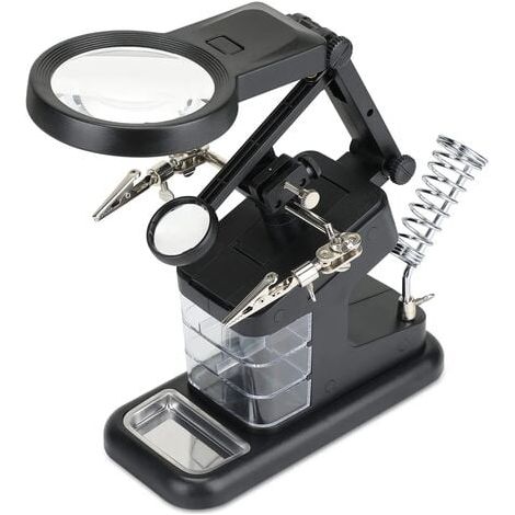 3X/4.5X/25X Multifonctionnel Troisieme Main, avec Loupe sur Pied à 10 LED avec Loupe Support de Fer à Souder pour Les Loisirs de Soudage (1/5)