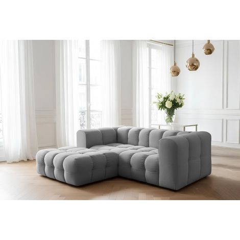 Ecksofa Designersofa SOLVIE XS in Stoff Tiffani Grau Ottomane Links