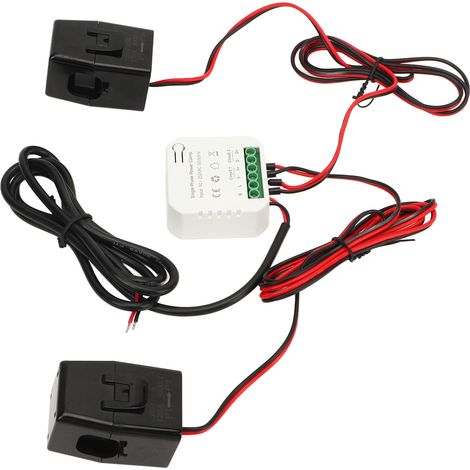 Compteur intelligent monophasé WiFi Graffiti 90-250 V CA avec bague de serrage pour deux transformateurs de courant 120 A (puissance kWh) - Surveillance de la consommation énergétique - Statistiques d (1/5)