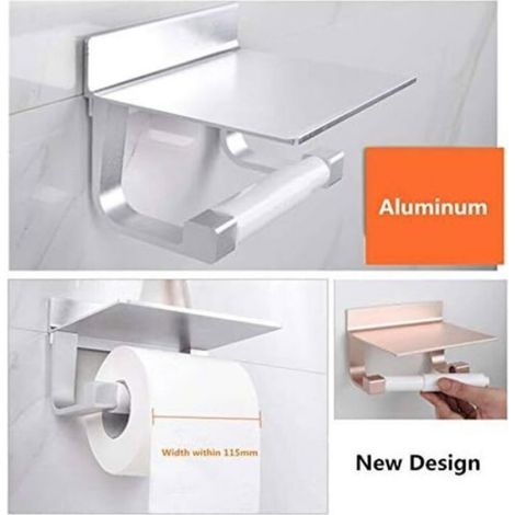 Porte-papier toilette avec étagère porte-papier hygiénique - Or rose (1/4)