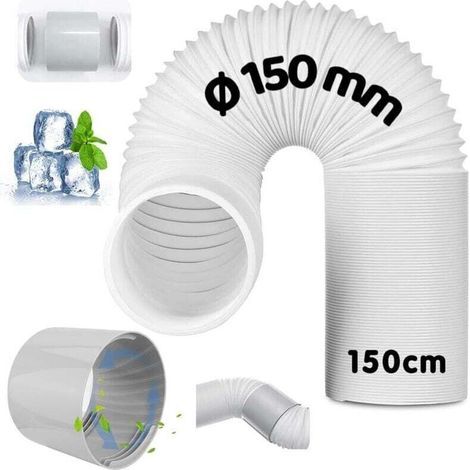 Tuyau d'Échappement de Climatiseur Portable, avec adaptateur, Mobile Tuyau Kit Diamètre de 150 mm, longueur 150 cm, Pour Climatisation, Déshumidificateur,Sèche Linge (1/4)