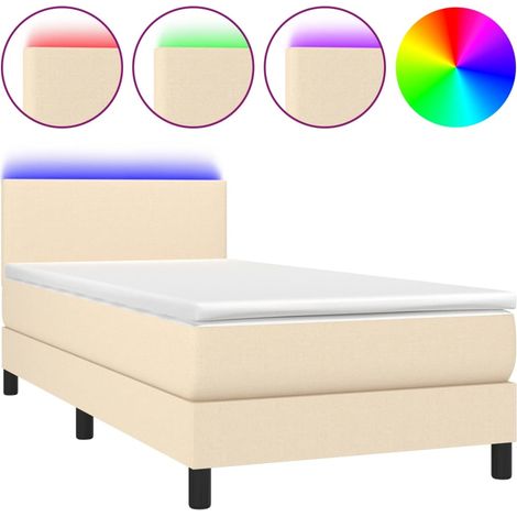 Maison Exclusive - Sommier à lattes de lit avec matelas LED Crème 90x200 cm Tissu (1/5)