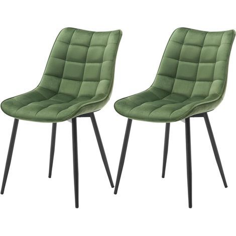 Woltu – Lot de 2 chaises de salle à manger – Chaise scandinave en velours – Pieds en métal – Hauteur 85.5 cm – Couleur vert foncé (1/5)
