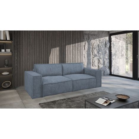 Sofa 3-Sitzer mit Schlaffunktion VAJANA Stoff Tilia Azurblau (1/5)